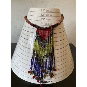 Handcrafted Beaded Necklace With Colorful Fringe & Adjustable Chain